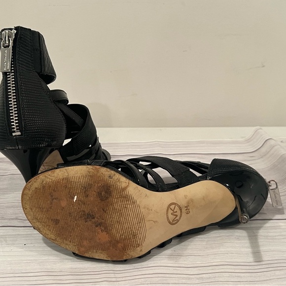 Michael Kors Black Strappy Open-Toe Heels Size 6 - Picture 6 of 11